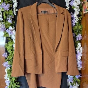 Preston & York Chestnut Brown Single-Button Women's Blazer And Skirt Set (2pc)